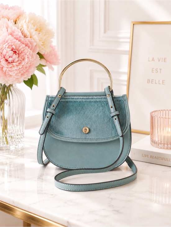LC Lauren Conrad Handbags - LC LAUREN CONRAD Delice Shadow Blue Fuzzy Faux Fur Flap Crossbody Bag | Bohemian